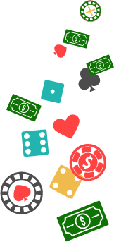 Image of small gambling icons that float upward